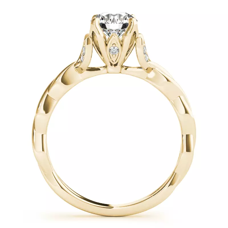18K Yellow Gold Jericho Nature Inspired Engagement Ring With Braided Band