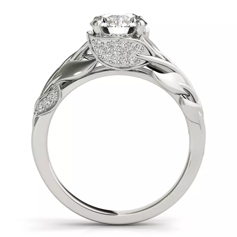 18K White Gold Samara Nature Inspired Engagement Ring With Diamond Accents