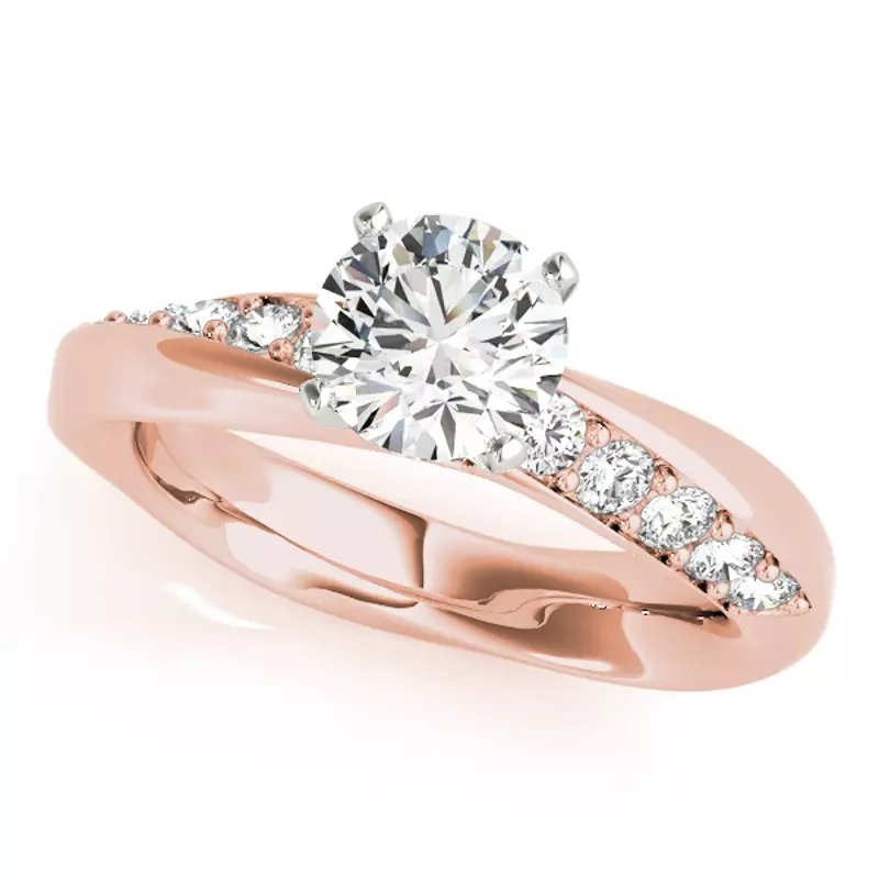 14K Rose Gold Topaz Twisted Pavé Diamond Engagement Ring