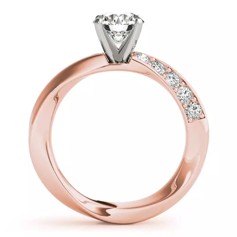 14K Rose Gold Topaz Twisted Pavé Diamond Engagement Ring