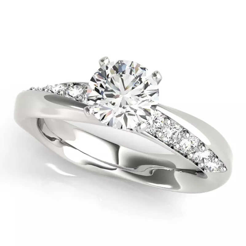 18K White Gold Topaz Twisted Pavé Diamond Engagement Ring