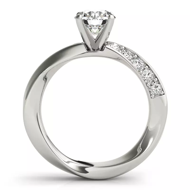 18K White Gold Topaz Twisted Pavé Diamond Engagement Ring