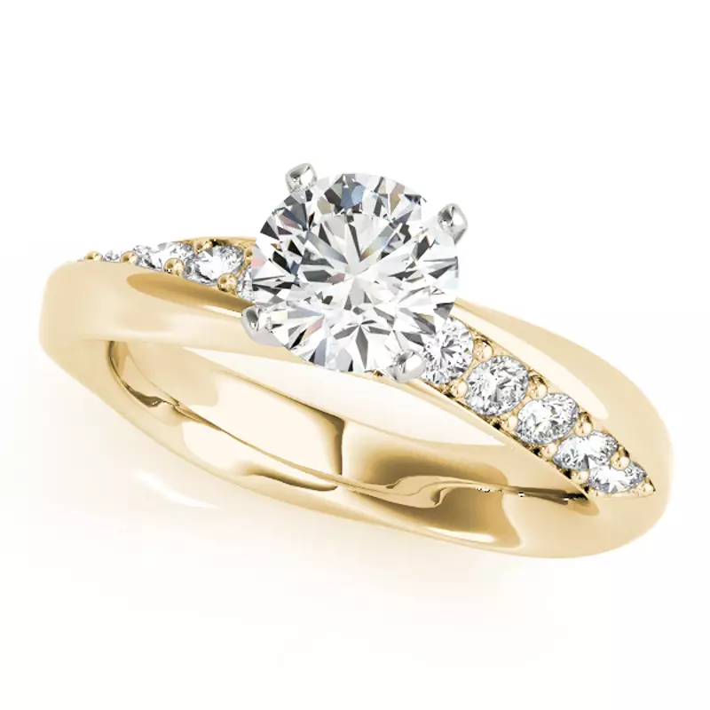 18K Yellow Gold Topaz Twisted Pavé Diamond Engagement Ring
