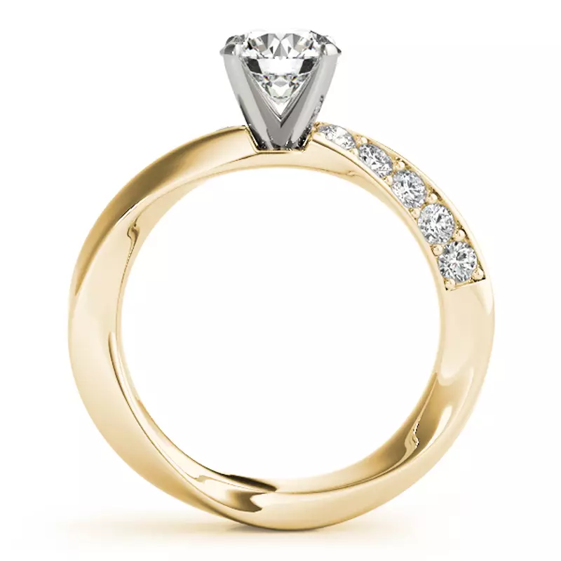 18K Yellow Gold Topaz Twisted Pavé Diamond Engagement Ring