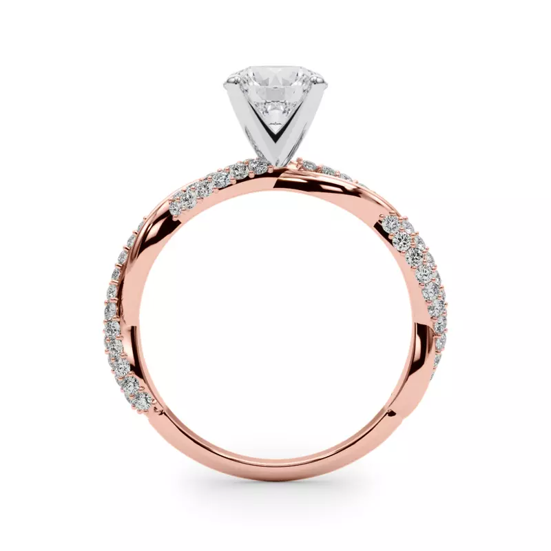14K Rose Gold Sierra Pavé Twist Engagement Ring