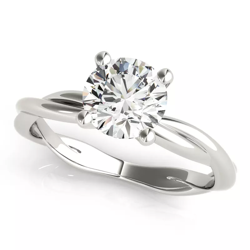 14K White Gold Natalie 4 Prong Twist Solitaire Engagement Ring