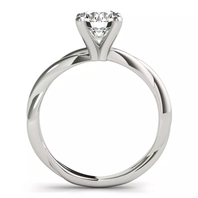 14K White Gold Natalie 4 Prong Twist Solitaire Engagement Ring