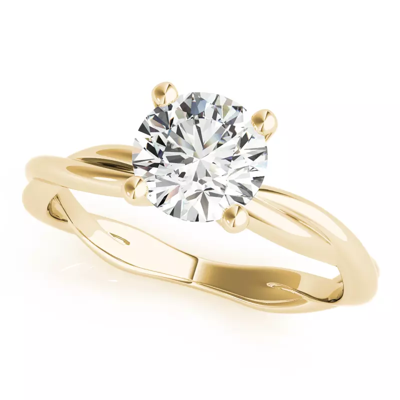 14K Yellow Gold Natalie 4 Prong Twist Solitaire Engagement Ring