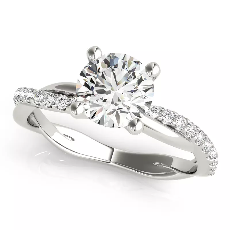 18K White Gold Brooklyn 4 Prong Diamond Twist Engagement Ring