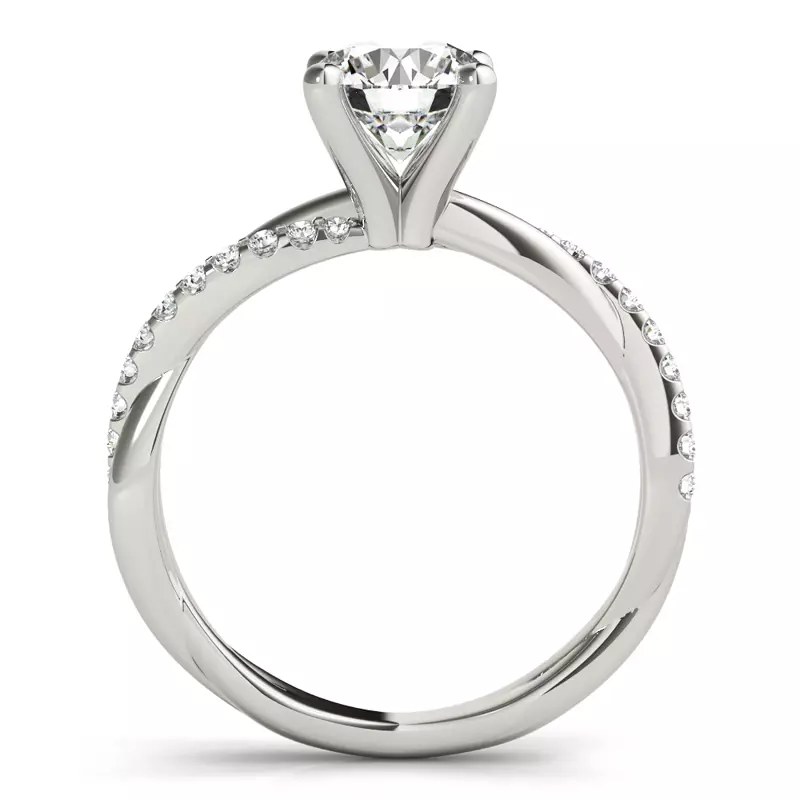 18K White Gold Brooklyn 4 Prong Diamond Twist Engagement Ring
