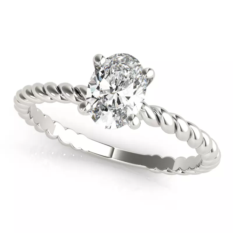14K White Gold Leah 4 Prong Twist Engagement Ring