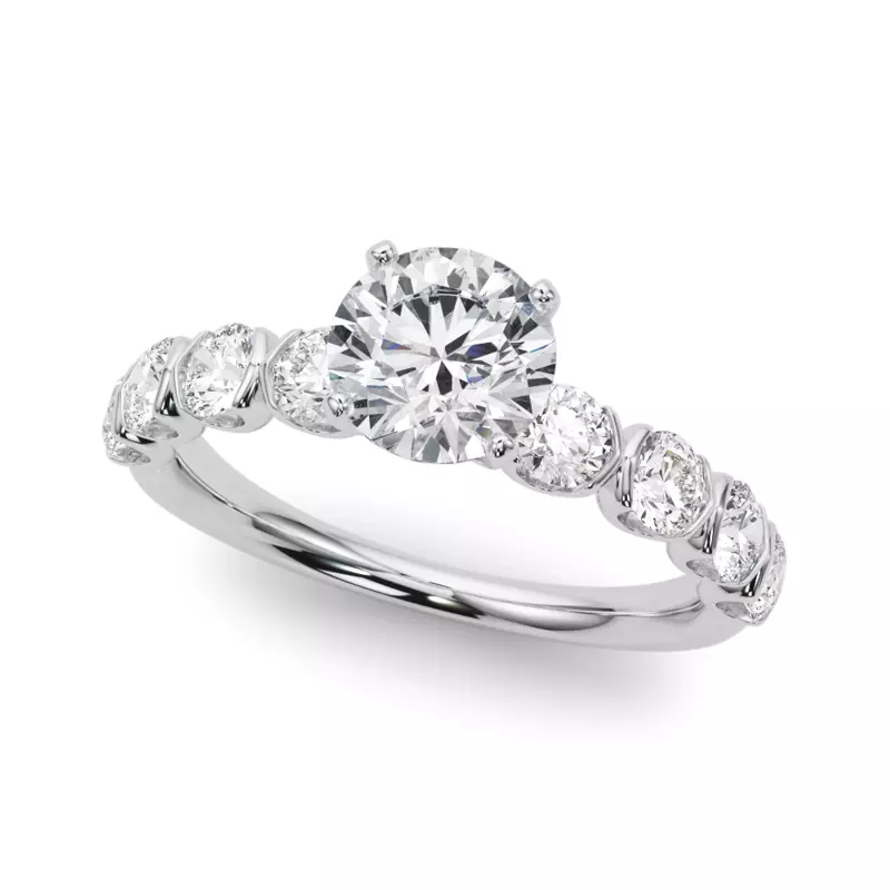 14K White Gold Kandice U Prong Diamond Engagement Ring