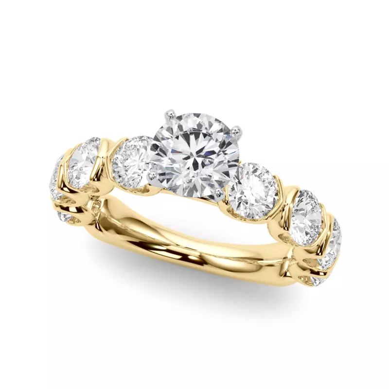 18K Yellow Gold Devika U Prong Diamond Engagement Ring