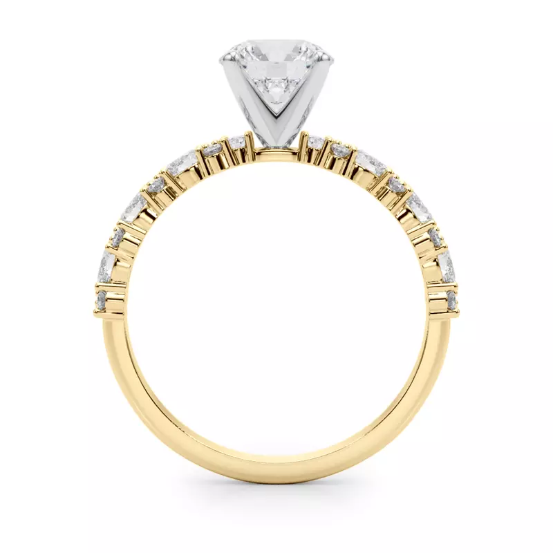 14K Yellow Gold Dana Round And Pear Shape Diamond Engagement Ring