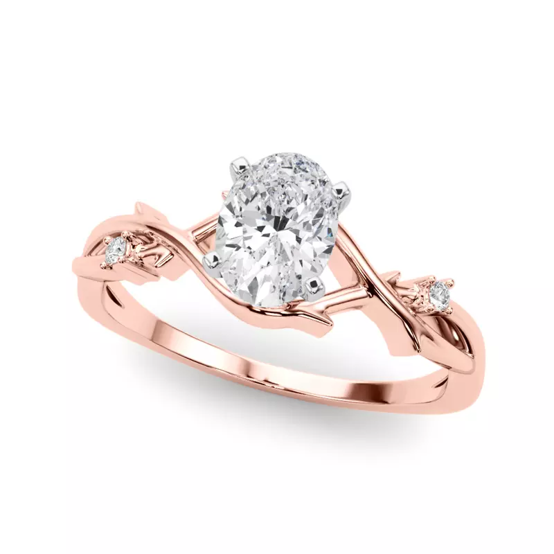 14K Rose Gold Vine Nature Inspired Engagement Ring