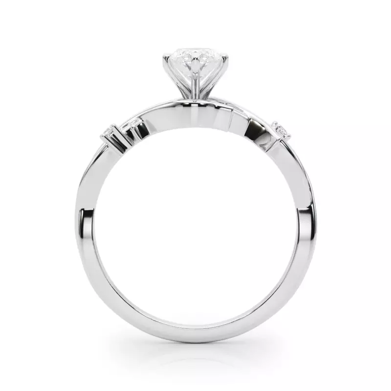 14K White Gold Vine Nature Inspired Engagement Ring