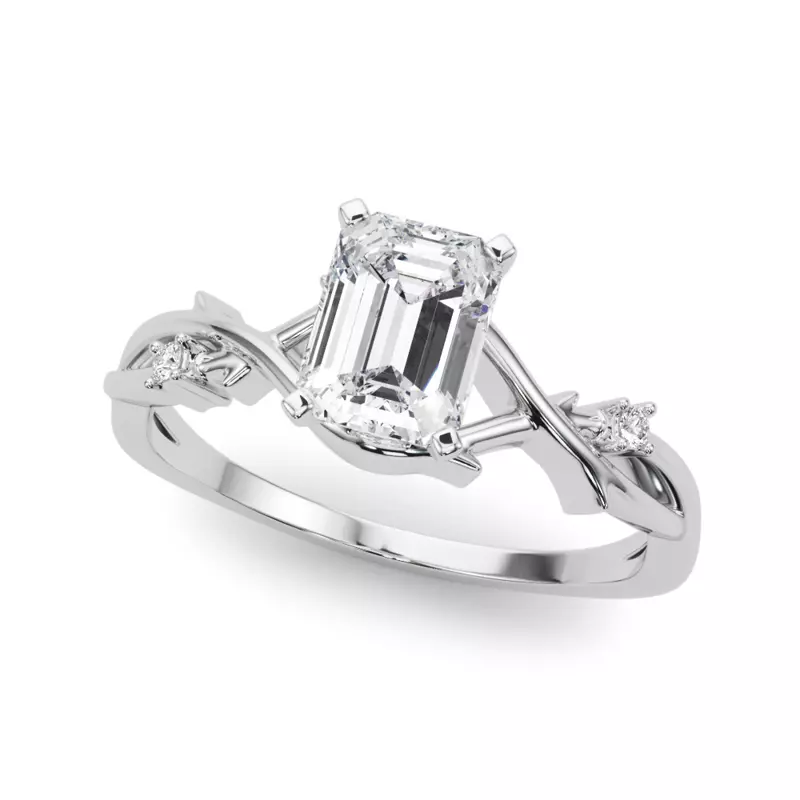 14K White Gold Vine Nature Inspired Engagement Ring