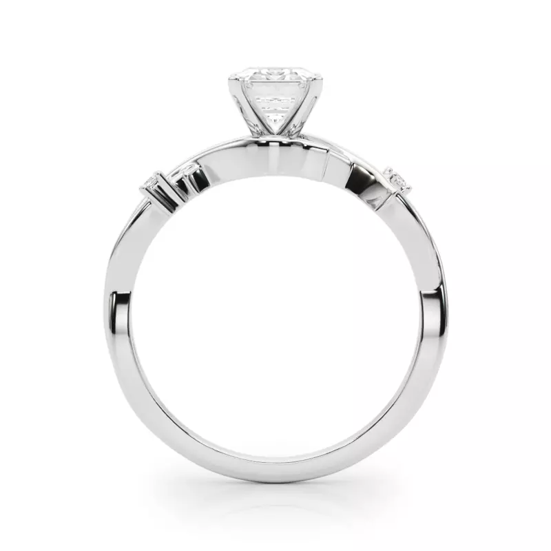 14K White Gold Vine Nature Inspired Engagement Ring