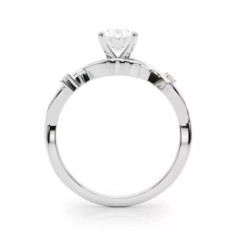 14K White Gold Vine Nature Inspired Engagement Ring