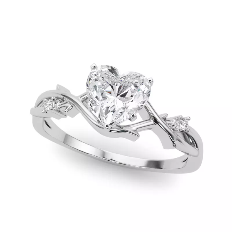 14K White Gold Vine Nature Inspired Engagement Ring