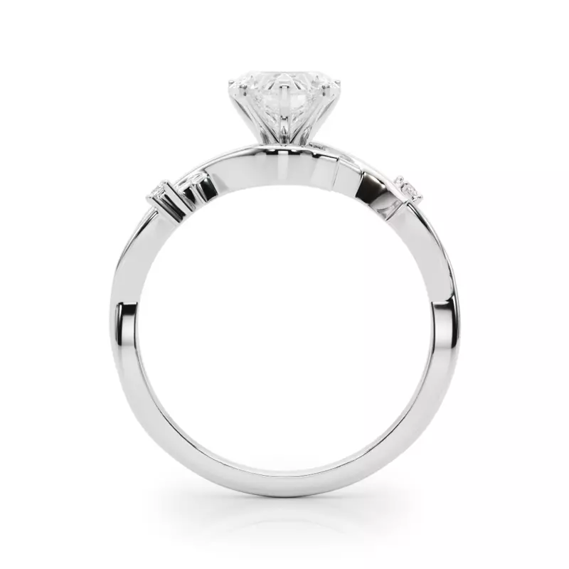 14K White Gold Vine Nature Inspired Engagement Ring
