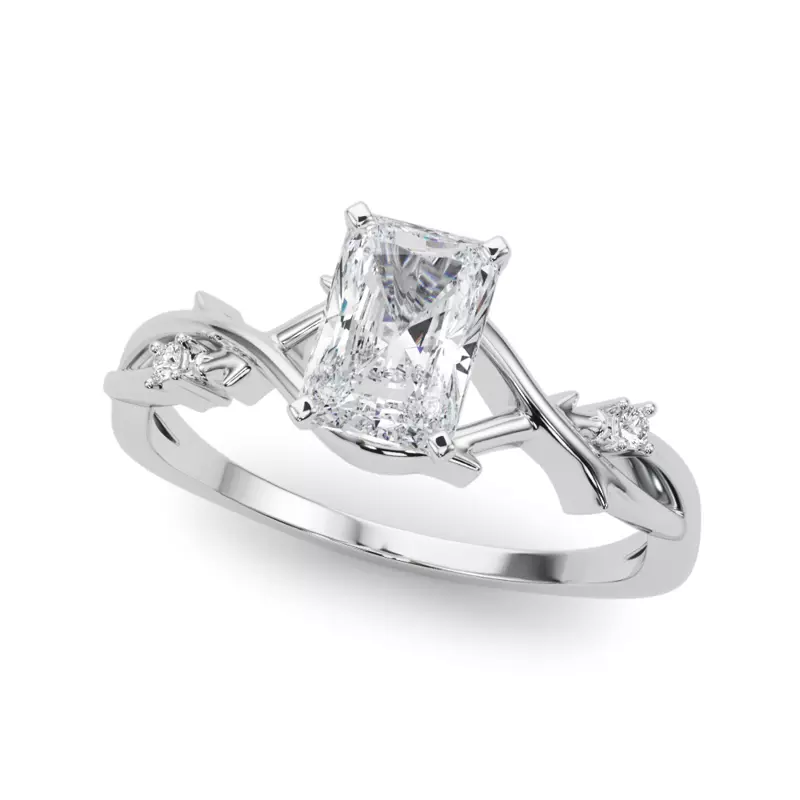 14K White Gold Vine Nature Inspired Engagement Ring