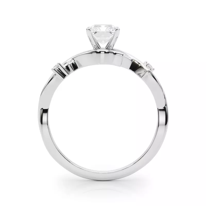 14K White Gold Vine Nature Inspired Engagement Ring