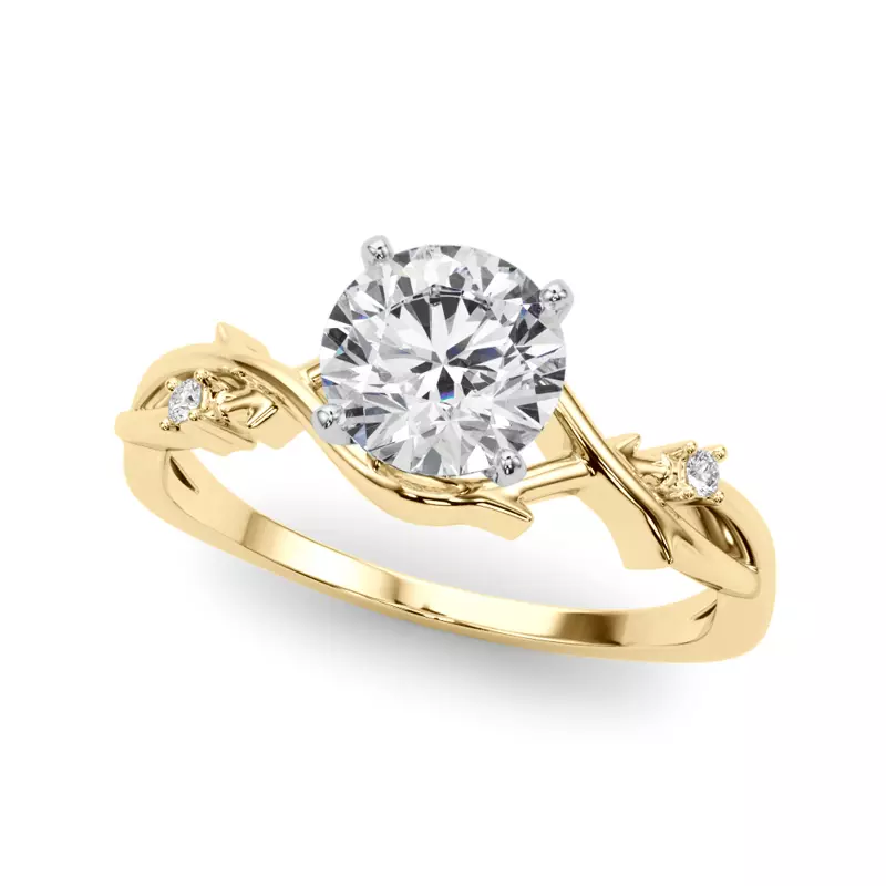 14K Yellow Gold Vine Nature Inspired Engagement Ring