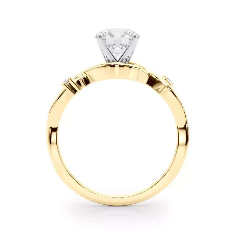 14K Yellow Gold Vine Nature Inspired Engagement Ring