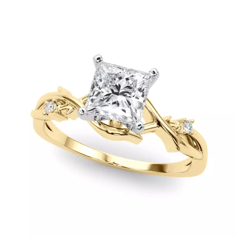 14K Yellow Gold Vine Nature Inspired Engagement Ring