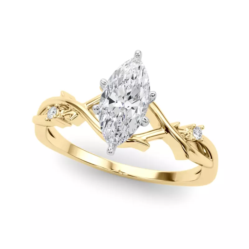 14K Yellow Gold Vine Nature Inspired Engagement Ring