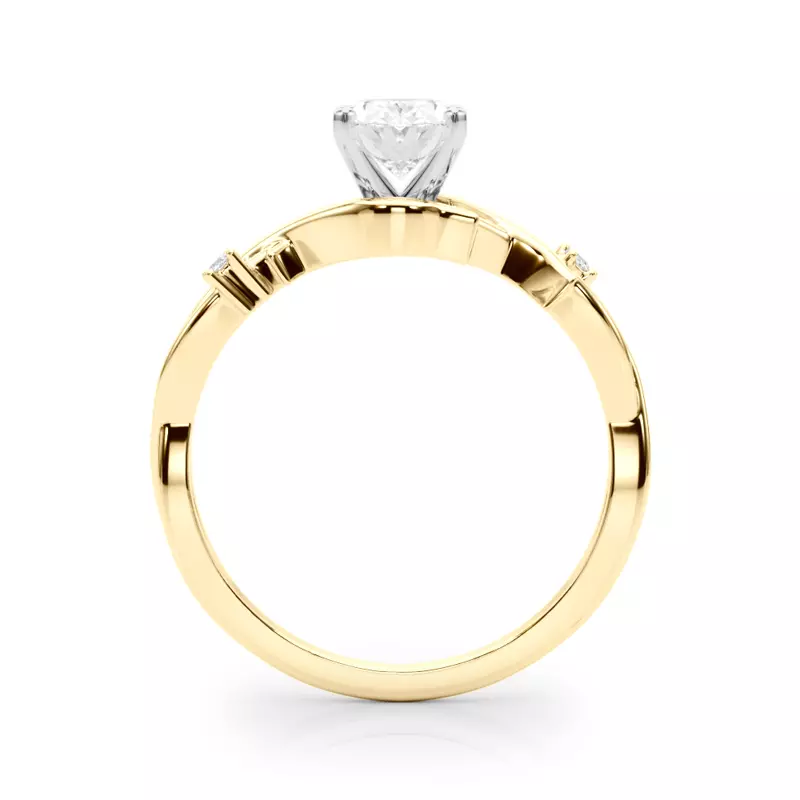 14K Yellow Gold Vine Nature Inspired Engagement Ring