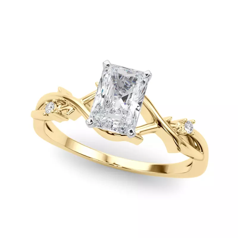 14K Yellow Gold Vine Nature Inspired Engagement Ring