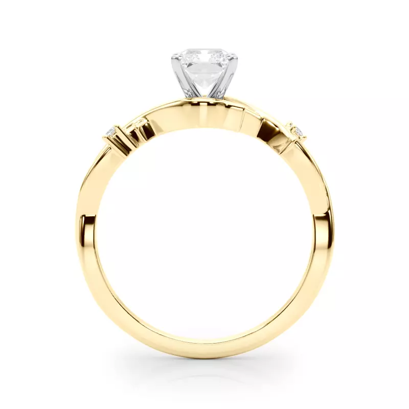 14K Yellow Gold Vine Nature Inspired Engagement Ring