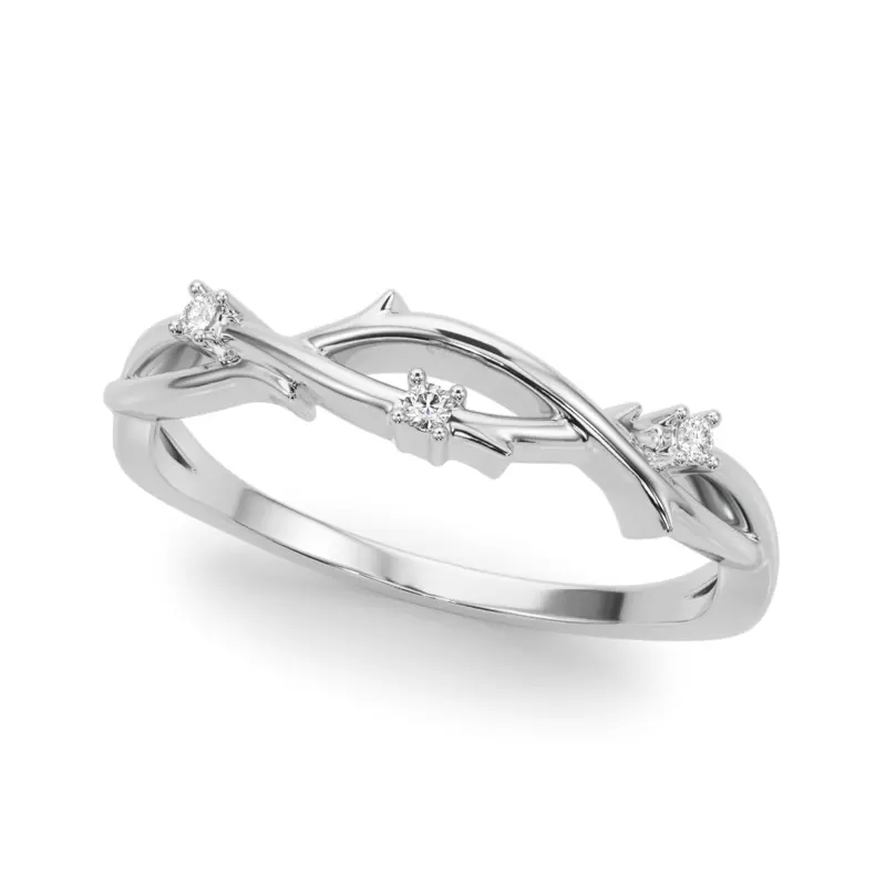 14K White Gold Vine Band