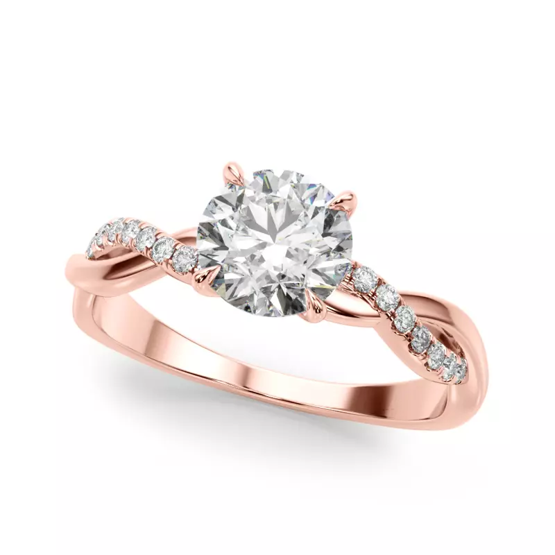 14K Rose Gold Ailee Braided Pavé Diamond Engagement Ring