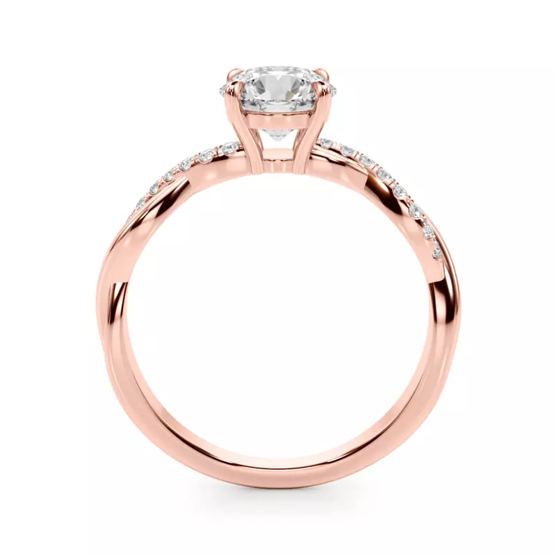 14K Rose Gold Ailee Braided Pavé Diamond Engagement Ring