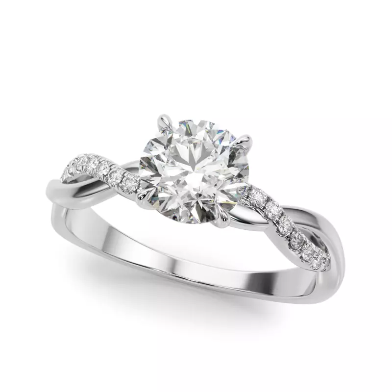 14K White Gold Ailee Braided Pavé Diamond Engagement Ring