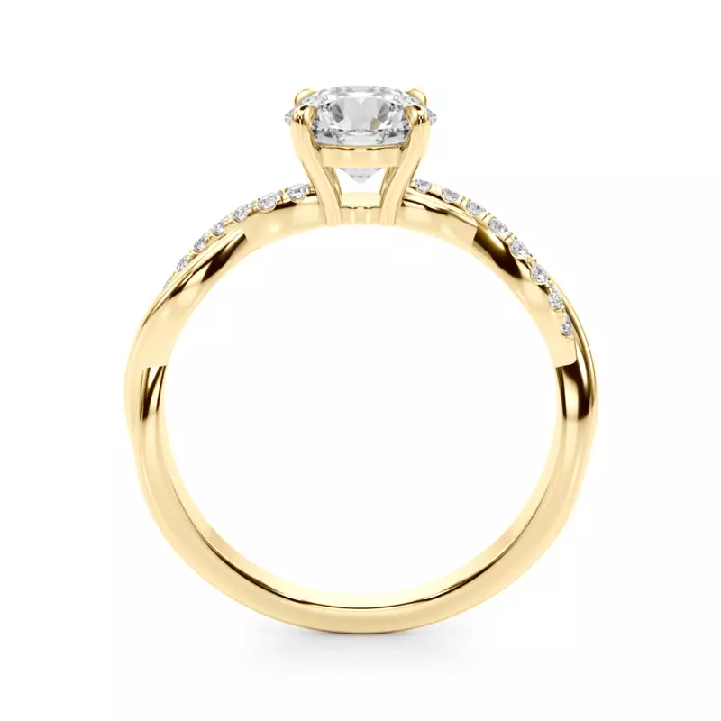 14K Yellow Gold Ailee Braided Pavé Diamond Engagement Ring