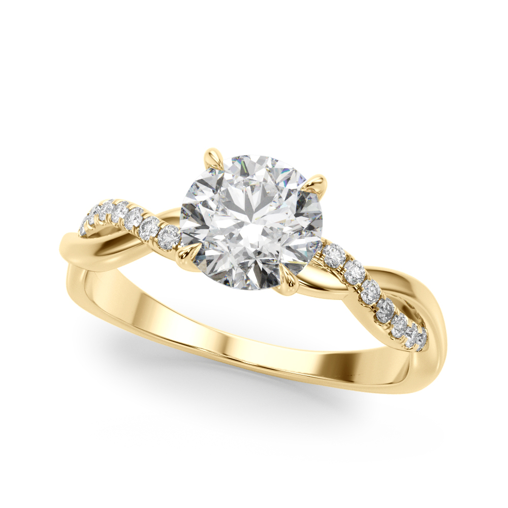18K Yellow Gold Ailee Braided Pavé Diamond Engagement Ring