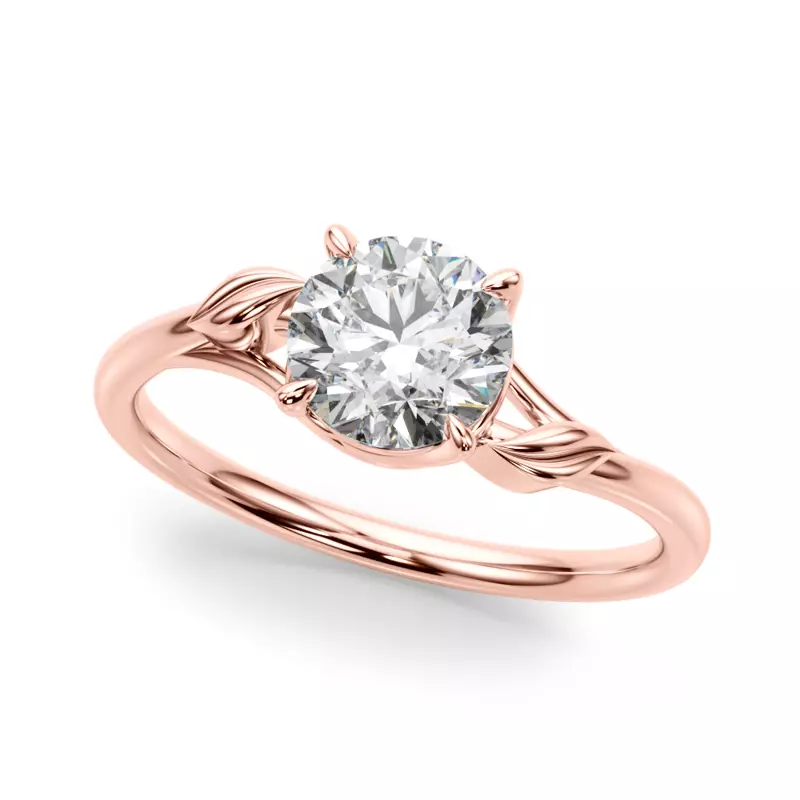 14K Rose Gold Alex Nature Inspired Solitaire Engagement Ring