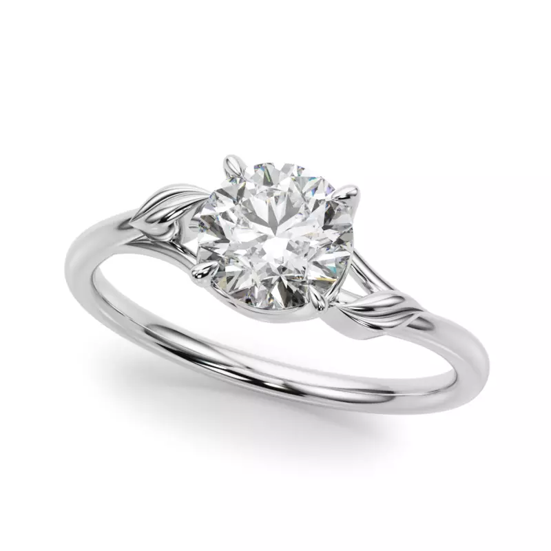 18K White Gold Alex Nature Inspired Solitaire Engagement Ring
