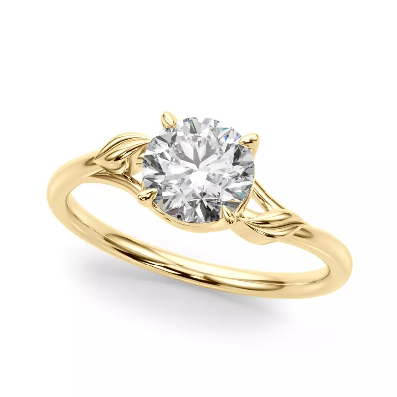 18K Yellow Gold Alex Nature Inspired Solitaire Engagement Ring