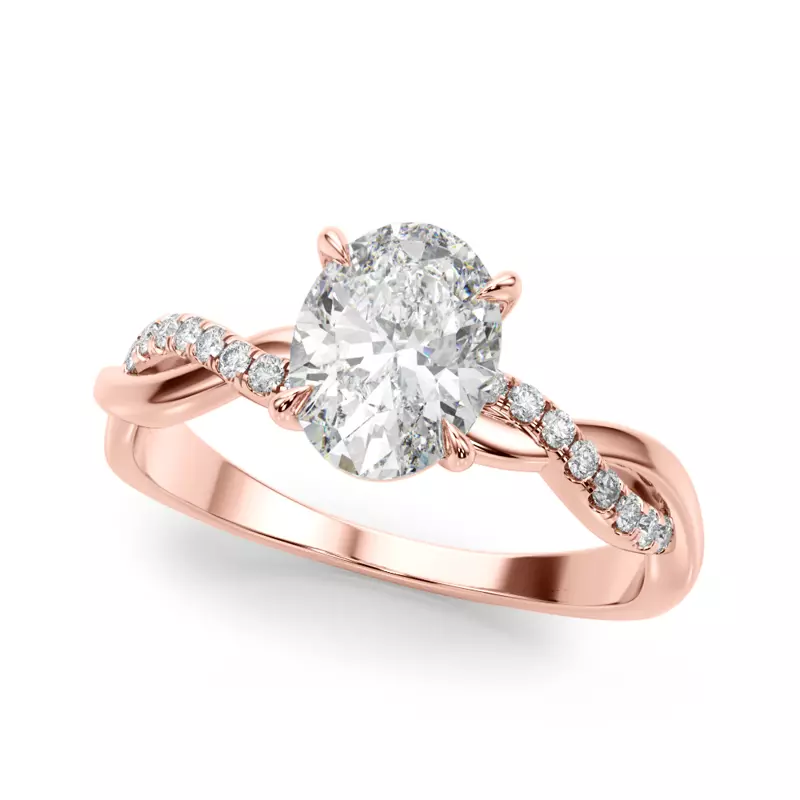14K Rose Gold Agatha Braided Pavé Diamond Engagement Ring