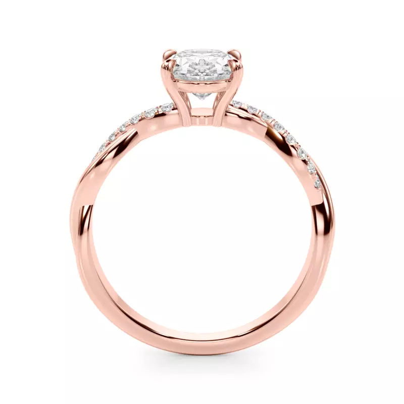 14K Rose Gold Agatha Braided Pavé Diamond Engagement Ring