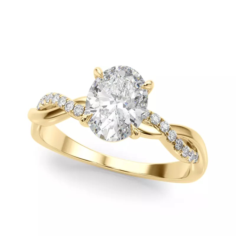 14K Yellow Gold Agatha Braided Pavé Diamond Engagement Ring