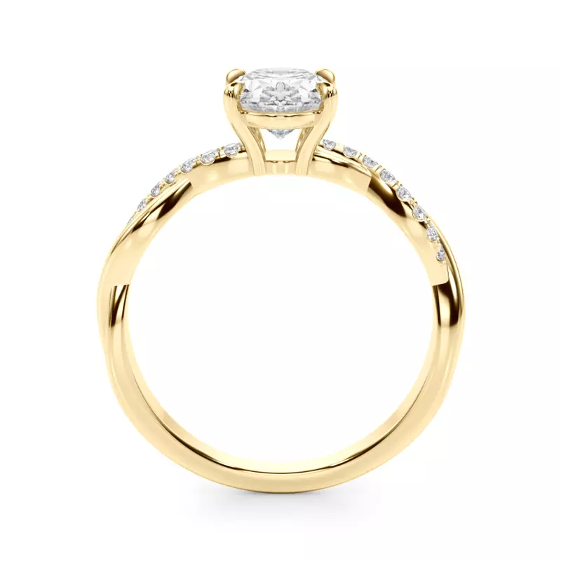 14K Yellow Gold Agatha Braided Pavé Diamond Engagement Ring