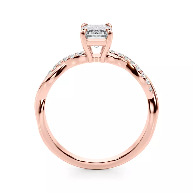 14K Rose Gold Adrianne Braided Pavé Diamond Engagement Ring