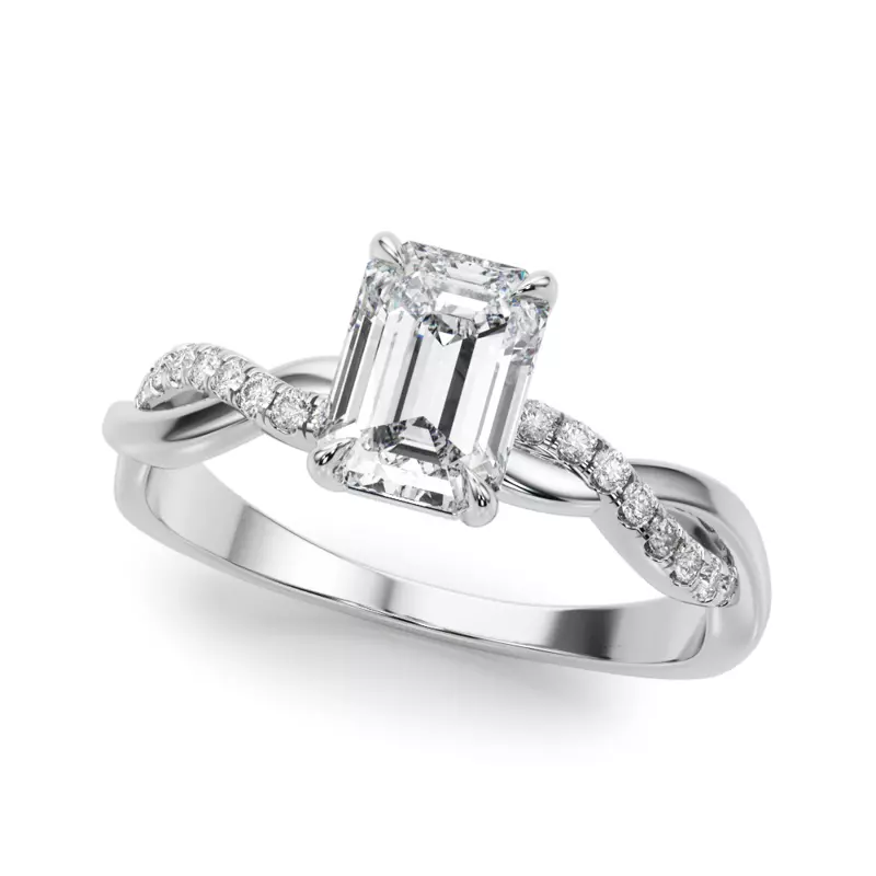18K White Gold Adrianne Braided Pavé Diamond Engagement Ring