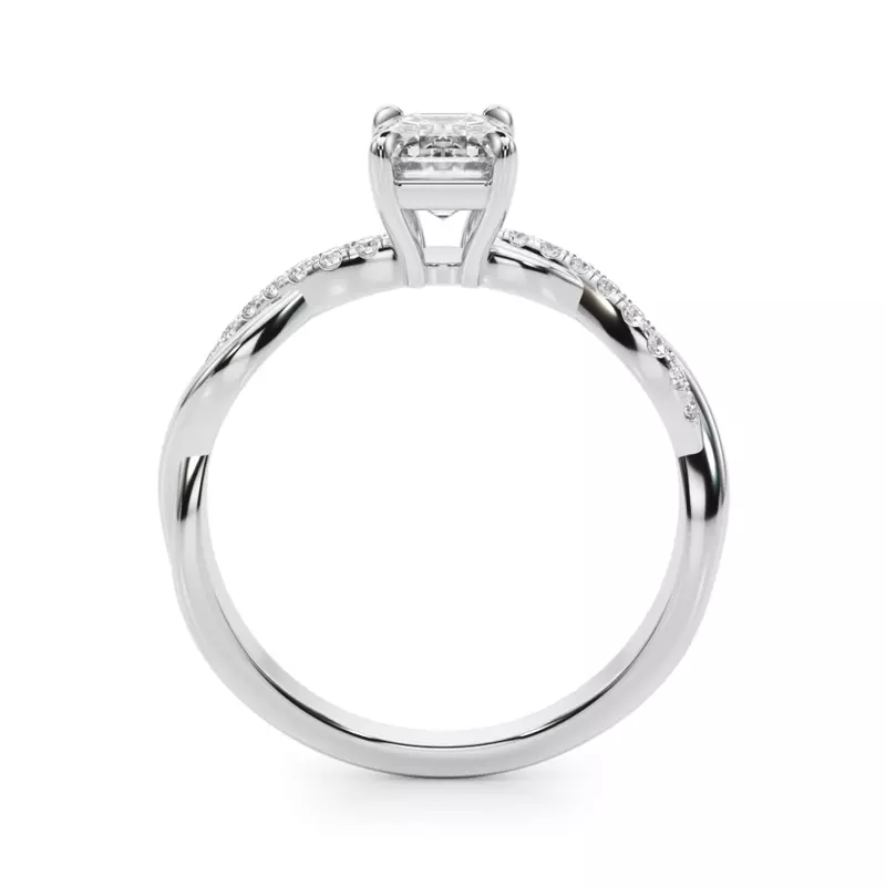 18K White Gold Adrianne Braided Pavé Diamond Engagement Ring